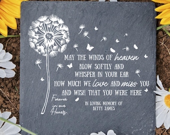 Pizarra conmemorativa de diente de león personalizada para jardín, piedra conmemorativa personalizada, regalo de condolencias por pérdida, recuerdo, marcador de tumba, placa de duelo