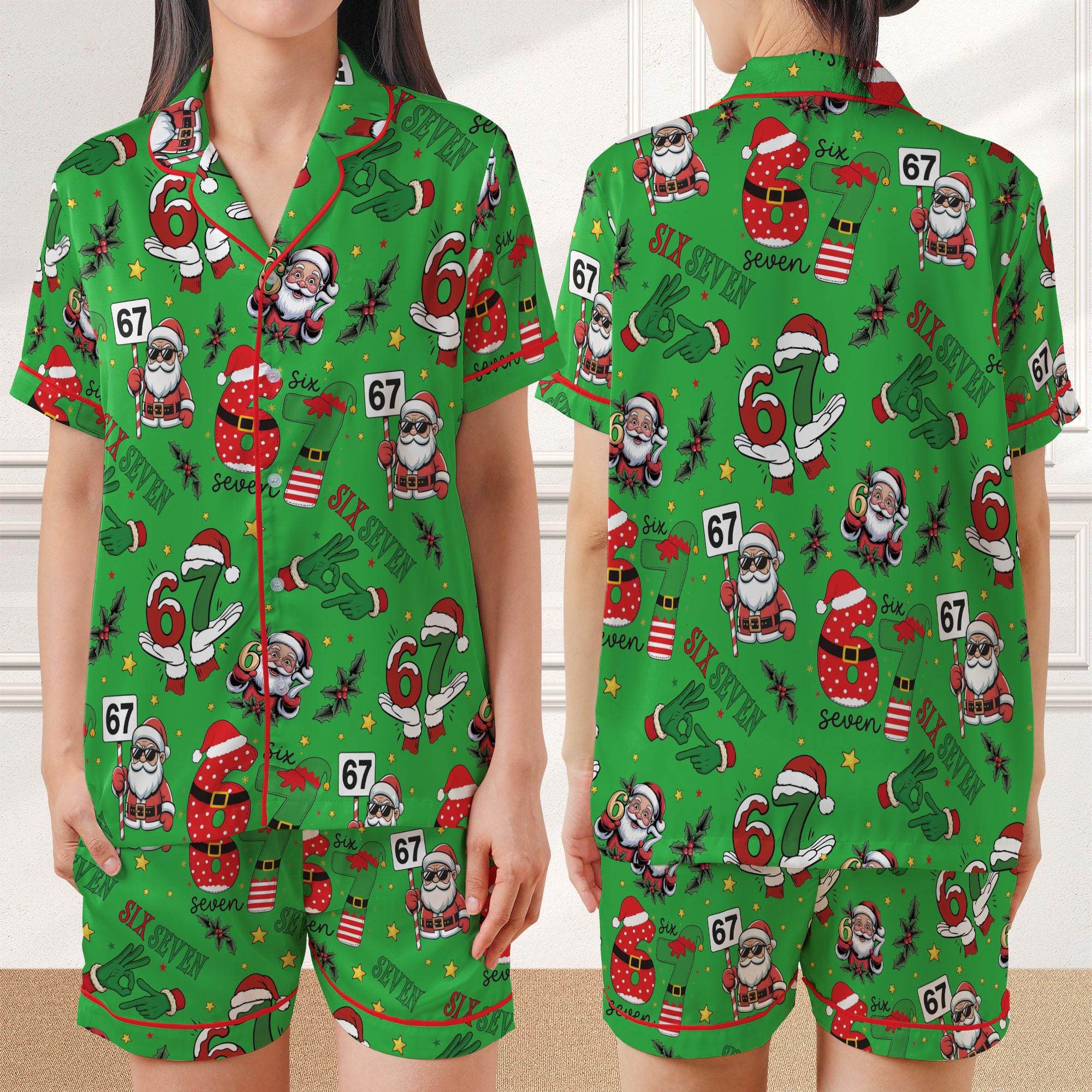 Trendy 67 Meme Pajamas Set, Six Seven Christmas Pajama Set, 6 7 ...