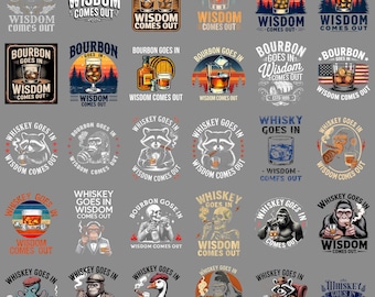 Whisky gaat in wijsheid komt uit PNG, grappige sarcastische alcoholliefhebber sublimatieontwerp, bar citaat clipart, digitale download