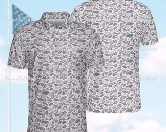 Polo de camuflaje caqui para hombre, polos de camuflaje caqui con estampado integral, camisas de camuflaje para papá, ropa informal para exteriores, regalo de camuflaje para padre o esposo.