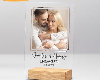 Custom Engagement Picture Acrylic Plaque Engagement Day Gift for Couple Anniversary Gift for Engaged Couple Gift for Newlywed Home Decor