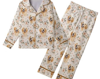 Flower Labrador Retriever Pajama Set For Women, Pet Dog Kid and Youth Pajamas, Gift for Dog Mom, Dog Lover Loungewear, Family Matching PJs