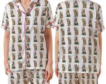 Goldendoodle Golf Hunde Pyjama Set für Frauen, Kinder und Jugendhunde, Golf Pyjama Set, Golf Hundeliebhaber Loungewear, Geschenk für die Familie, Golf Liebhaber PJ Set