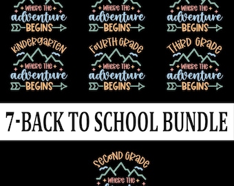 Preschool to Fifth Grade PNG, Where the Adventure Begins Funny Back to School Clipart, Digital Download for Kids, Sublimation Design