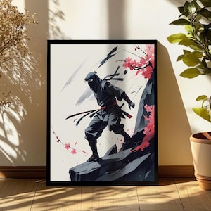 Ninja Warrior Artwork – Japanese Martial Arts Poster – Katana Wall Art Decor for men , Studio, Office - Printable Poster