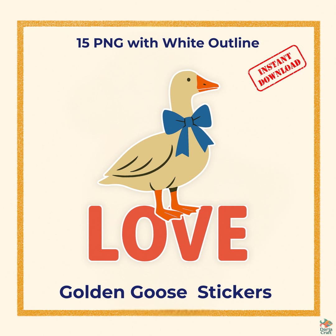 Sticker Printable Goose Golden Goose Stickers – 15 PNG With White Outline (digital Download) - Etsy
