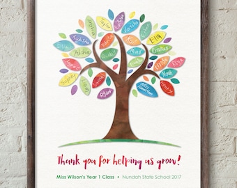 CUSTOM Teacher Tree Printable - Personalized Teacher Appreciation/Class Gift - Digital Print-Your-Own - Lovely End of Year Class Gift!