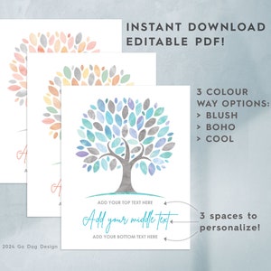 Editable Tree Guest Book Posters 11x14 - Party/Event/Baby/Bridal Shower, Instant Download Digital Printable – Print, Frame & Sign!