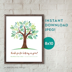 Árbol del maestro verde de 8 x 10, DESCARGA INSTANTÁNEA, JPEG: hágalo usted mismo, regalo de fin de año, clase o agradecimiento, en blanco, ¡hágalo usted mismo!