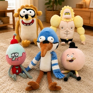 Mordecai and Rigby Plush Toy, Cartoon Stuffed Plushie Toys - Gift for Kids Pack of 5