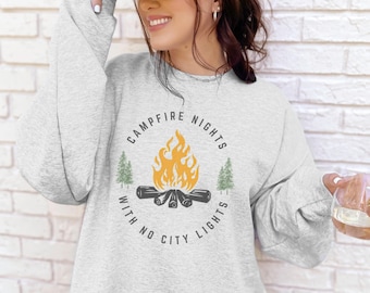 Campfire Nights Sweatshirt: Cozy Bonfire Crewneck, Camp Bachelorette, Glamping Sweatshirt