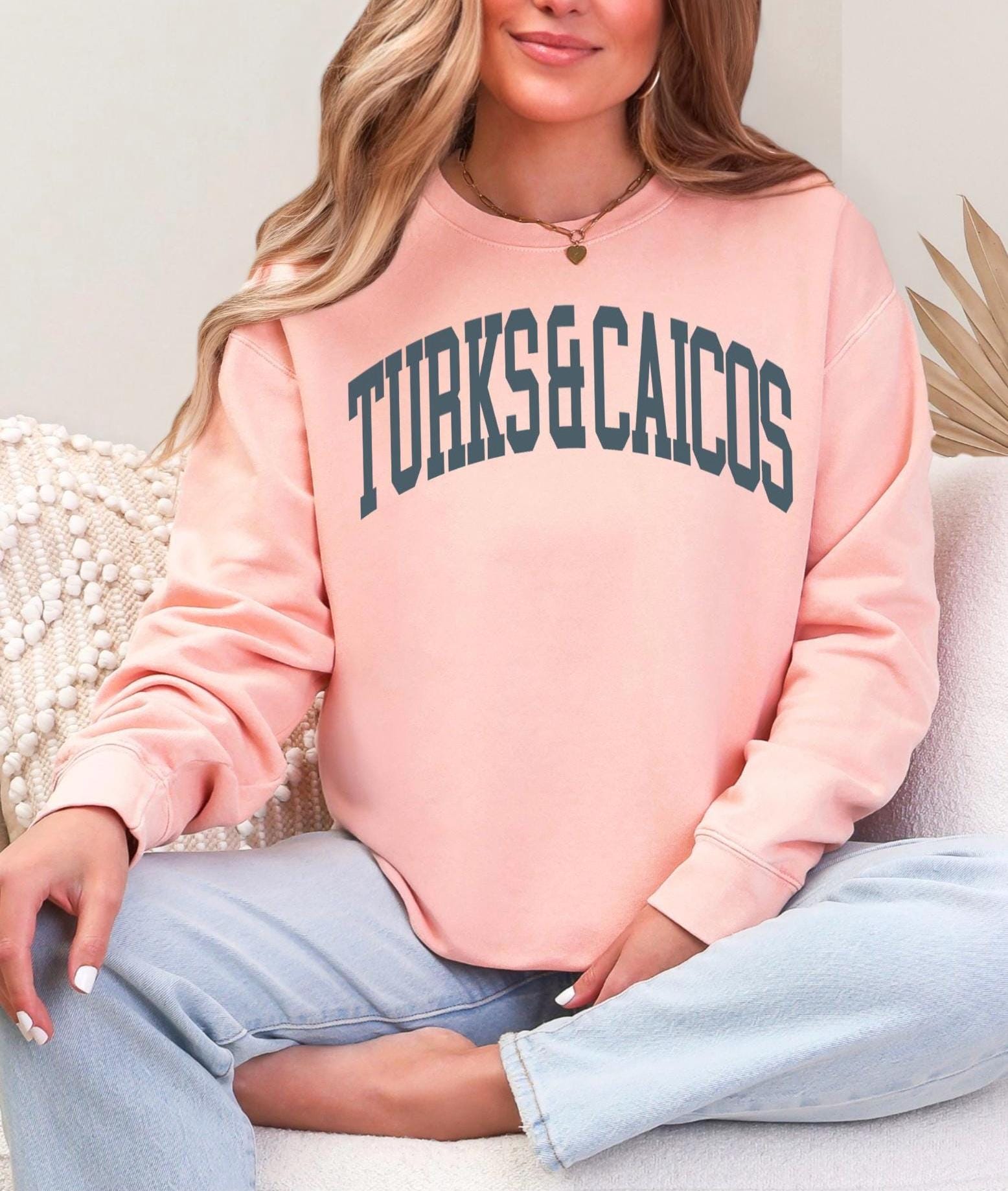 Turks & Caicos Crewneck Sweatshirt: Lightweight Cotton, Vacation Souvenir