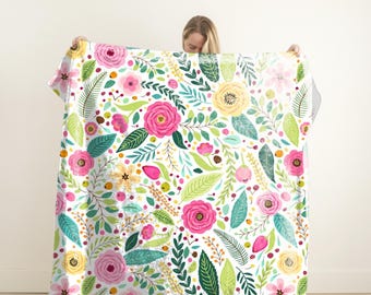 Bunte geblümte Samt Decke - Perfekt für Youtube Filmabende, Baby Shower Geschenk, Teen Mädchen Dekor oder Kuschelige Kinderzimmer Decke