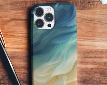 Ocean Waves Tough Phone Case, Abstract Beach Colors with Waves and Sand