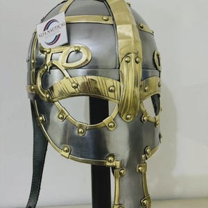Stahl Mittelalter Helm Wikinger Messing Nasal Helm