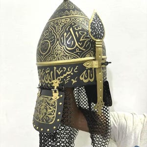 Islamic Calligraphy Helmet Ottoman Empire Helmet With Chain Mail