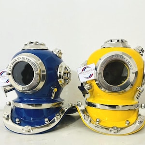 US Navy Mark V Diving Helmet - Anchor Mini Scuba Decor - 10 Inch 2 Pcs