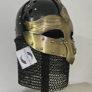 Wikinger Kettenhelm Mittelalter Geschenk Nasalhelm aus Stahl