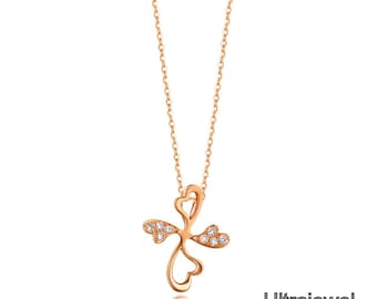 Collar de corazón de moissanita: colgante de plata de ley y oro rosa