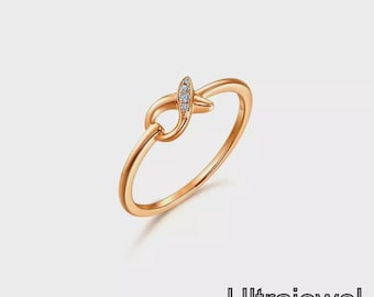 Rose Gold Knot Ring: American Diamond Promise Jewelry Gift