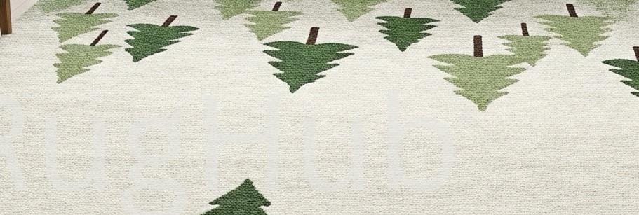 Tufted Forest Tree Rug | Green and Beige Area Rug | Woodland Nursery ...