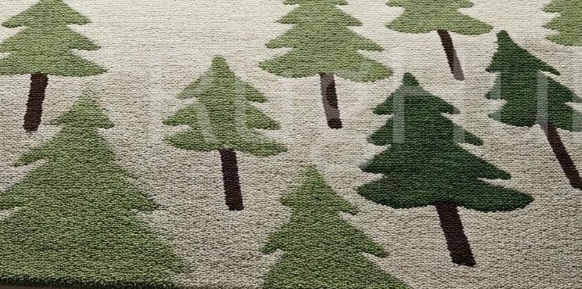 Tufted Forest Tree Rug | Green and Beige Area Rug | Woodland Nursery ...