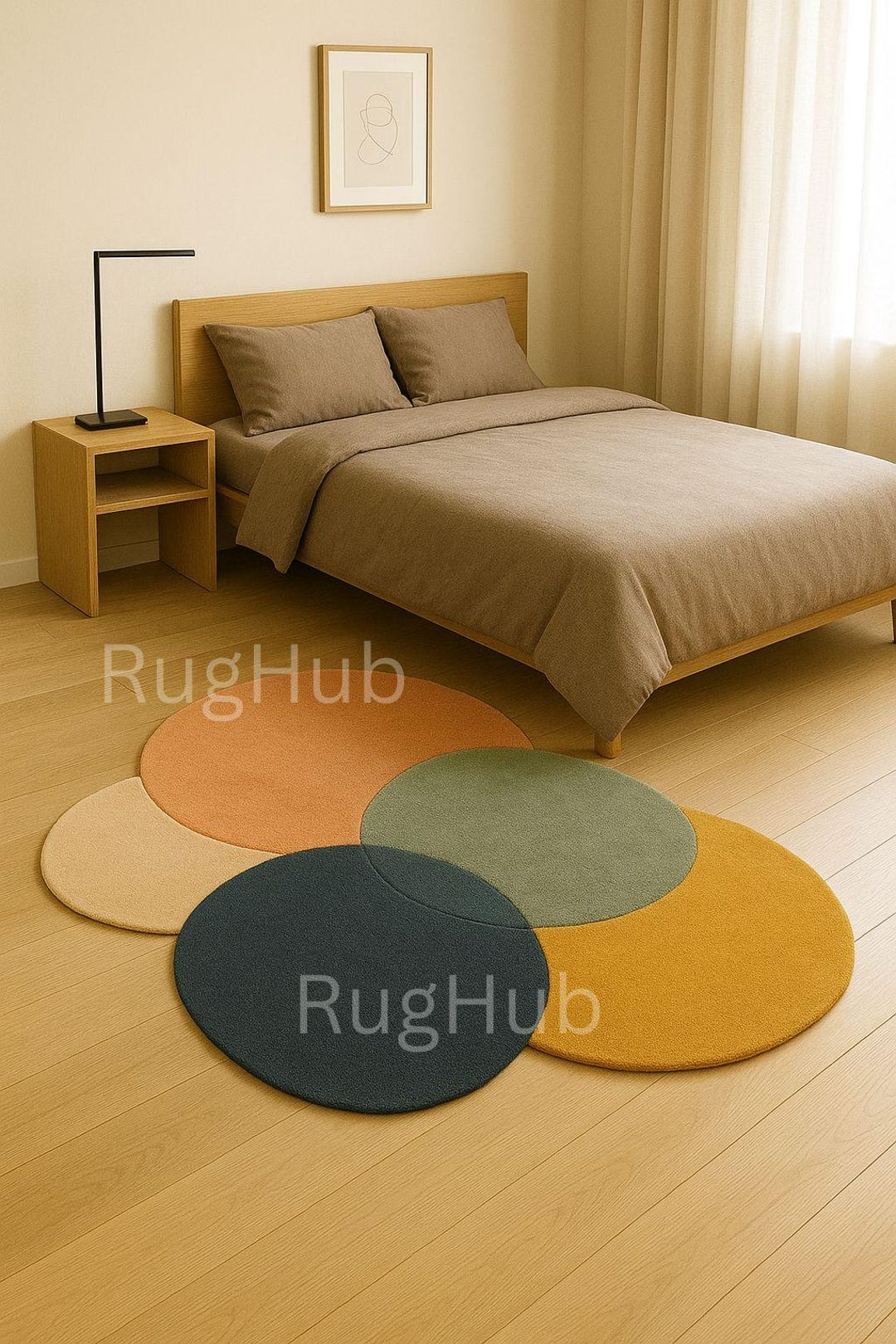 Modern Geometric Circle Rug | Minimalist Abstract Overlapping Round ...