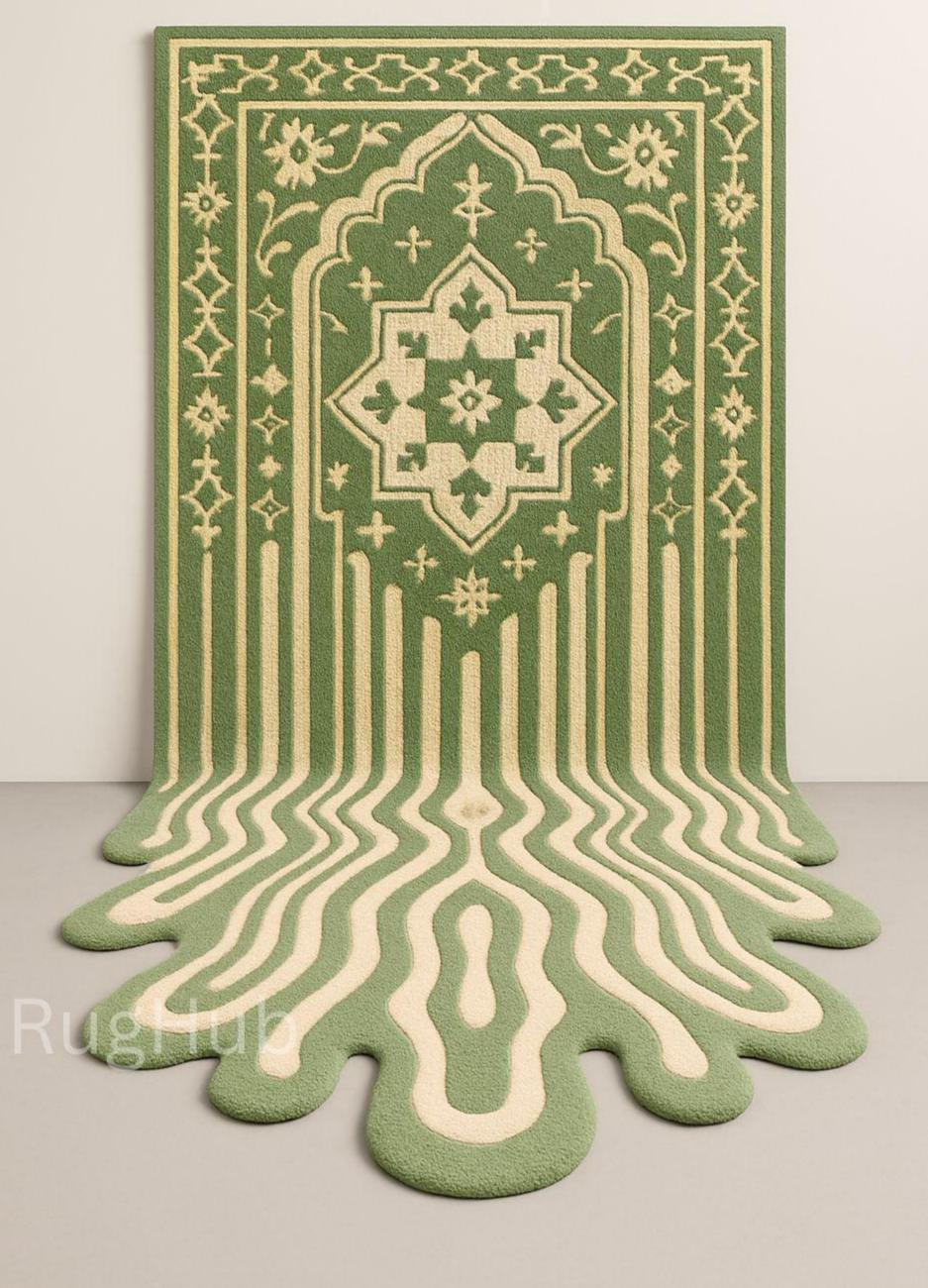 Dripping Rug Green Melted Rug, Modern Abstract Dripping Carpet Design, Unique ...
