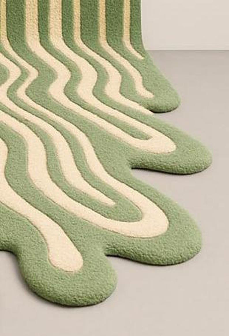 Dripping Rug Green Melted Rug, Modern Abstract Dripping Carpet Design, Unique ...