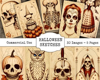 Halloween-ephemera och kusliga trolldrycksetiketter för scrapbooking, skräpjournaler, blandteknik