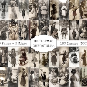 Imprimible de efímeras navideñas vintage: 180 fotos navideñas antiguas en blanco y negro para diario basura