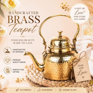 Hammered Brass Tea Kettle | Handmade Indian Teapot | Ayurvedic Decor | Brass Kitchenware