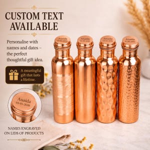 100% reine Kupferwasserflasche, 1 Liter ayurvedische Kupferflasche, handgemachtes Wellnessgeschenk