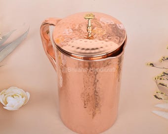 Hand Hammered Copper Water Jug: Ayurvedic Drinkware, Made in India