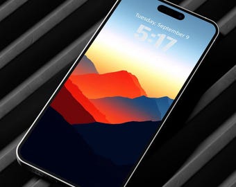 Sfondo per iPhone Sunset Mountain / Schermata di blocco sfumata (download digitale)