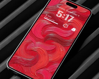 Sfondo per iPhone con vortice di vernice astratta rossa (download digitale)