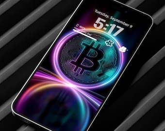 Sfondo Neon Bitcoin: Sfondo Crypto per iPhone (download digitale)