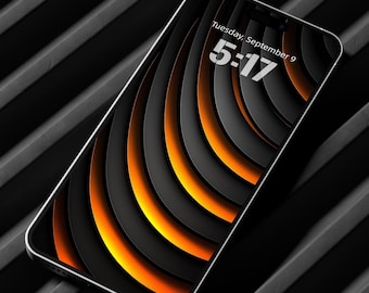 Sfondo astratto 3D nero e arancione per iPhone (download digitale)