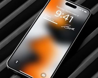 Sfondo iOS minimalista arancione e nero / Sfondo astratto per iPhone / Sfondo per telefono moderno da scaricare digitalmente