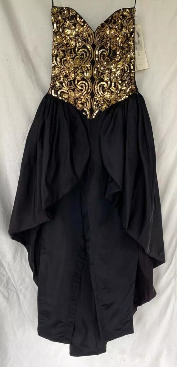 jessica mcclintock black dress Vtg..jessica Mcclintock..black & Gold..jumper / Evening..dress..nwt..xxs occasion-Spring TALLA:XS White A-Line Dress -