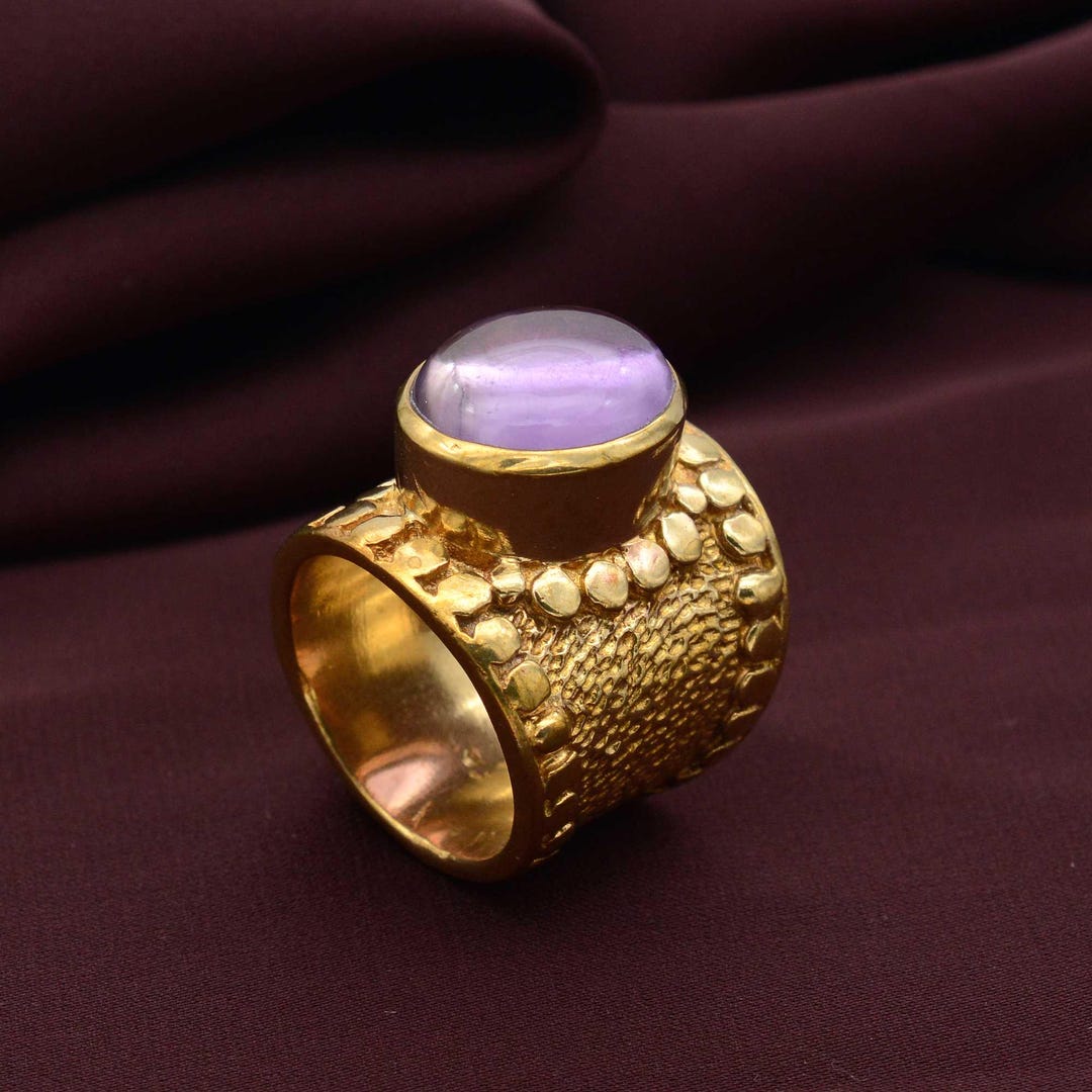 Antique Gold Amethyst Statement Ring: Vintage Inspired Cocktail Jewelry ...