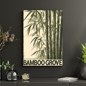 Bamboo Grove Wall Art Poster Zen Bamboo Print Japanese Nature Decor Botanical Green Wall Art Minimalist Bamboo Physical Print