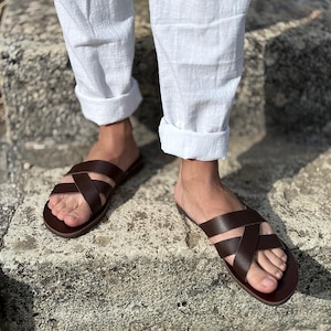 Men Leather Sandals ~ Grecian Roman Style Men Sandals ~ Quality Brown,Black,Natural Men Summer Shoes Made from Genuine Leather - ARES