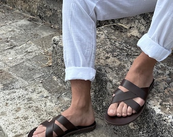 Ręcznie robione sandały ze skóry greckiej: letnie buty w stylu greckiego Rzymu