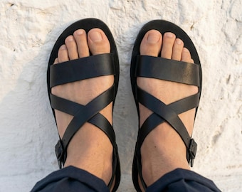 Herren griechischen Ledersandalen handgemachte braune Gladiator Sandalen weichen Komfort Sommerschuhe