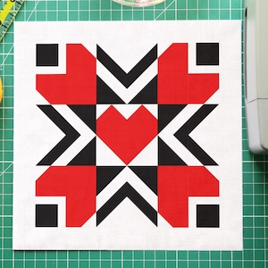 Five Hearts Quilt Block Pattern | FPP PDF, Valentine Nine Patch (6-15 inch Sizes)