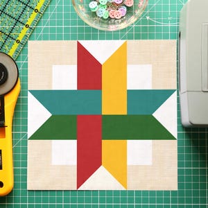 Woven Star FPP Quilt Block Pattern, Star FPP Quilt Block Pattern, Beginner-Friendly Foundation Paper Piecing | Multiple Sizes (4"-15")