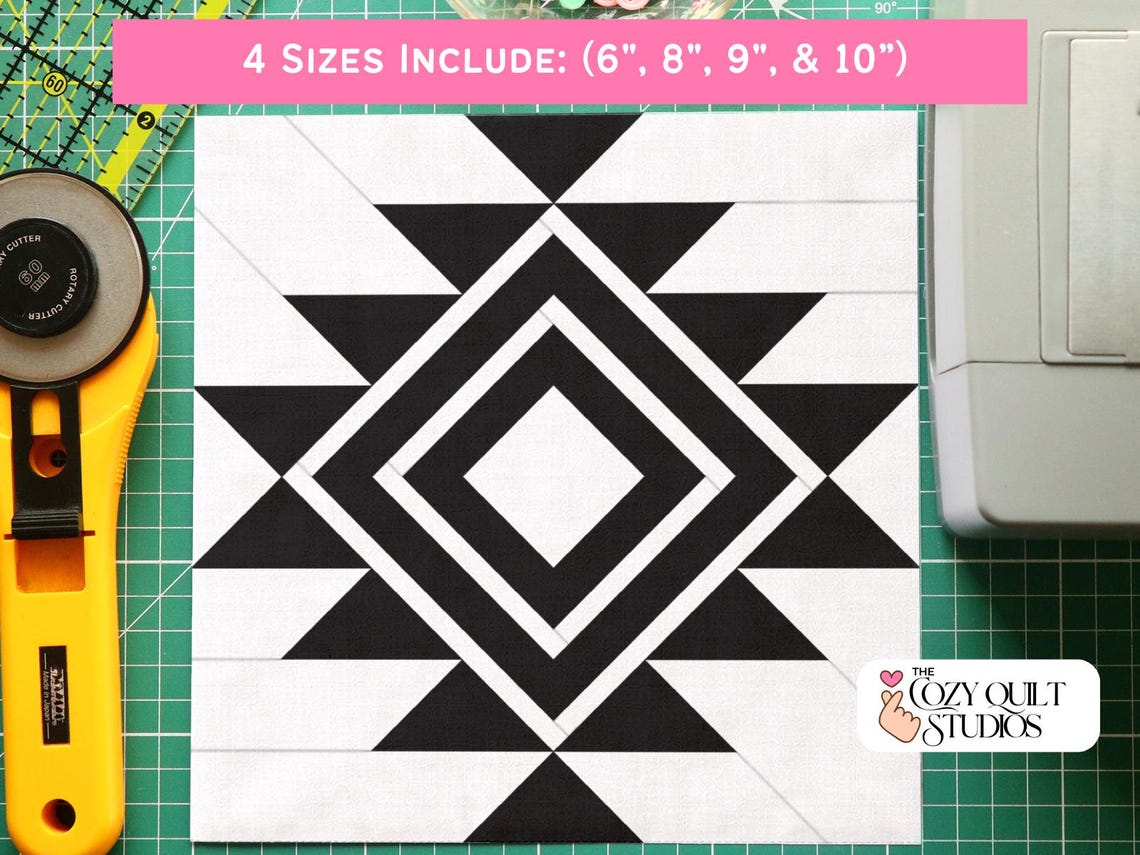 Aztec Courthouse Diamond FPP Quilt Block Pattern | Southwest Quilt ...
