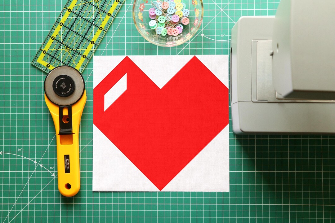 Simple Heart FPP Quilt Block Foundation Paper Pattern PDF, 6 Finished ...