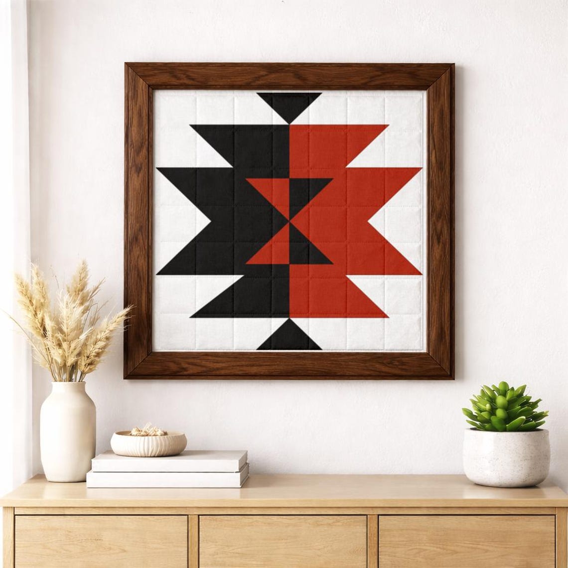 Simple Aztec Quilt Square Pattern Aztec Quilt Block FPP Pattern | Southwestern Geometric Quilt Design ...